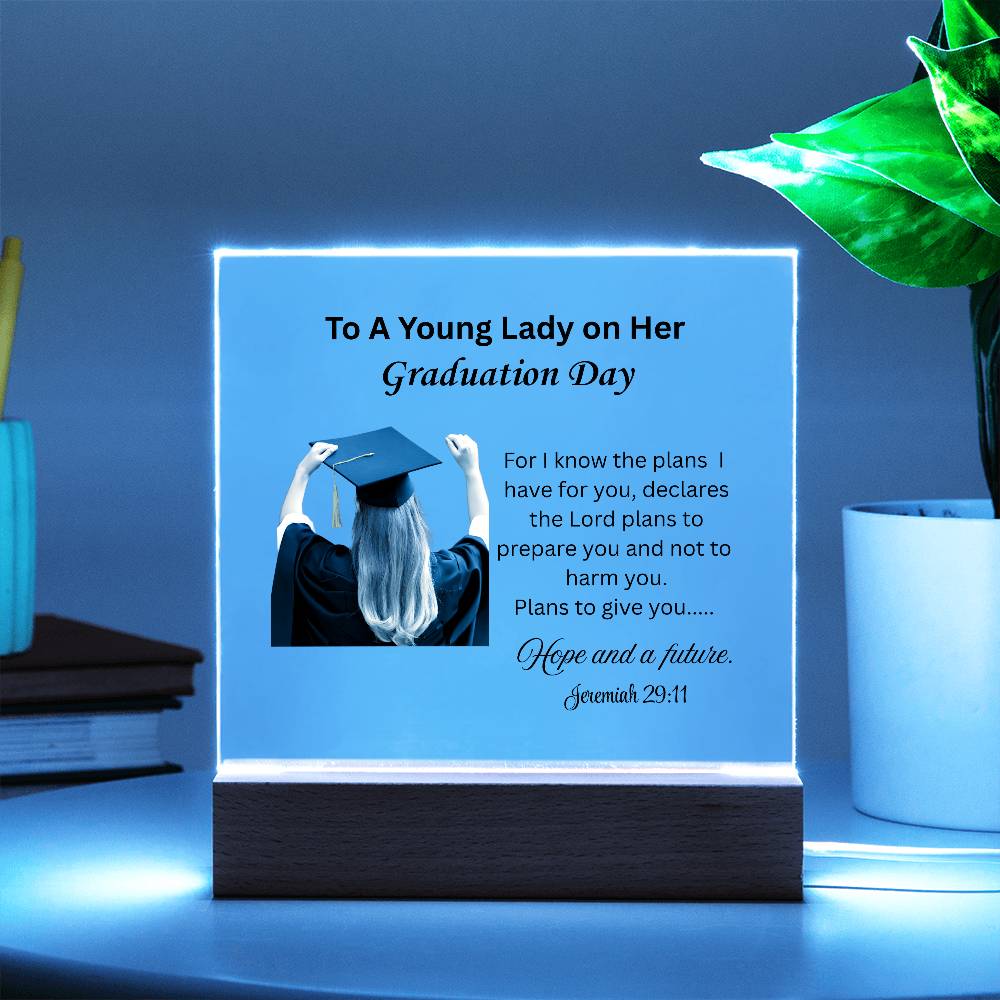 On her graduation day. Printed Square Acrylic Plaque. Graduating Senior Gifts, Graduation Gift for Her, Graduation Gifts, Class of 2025
