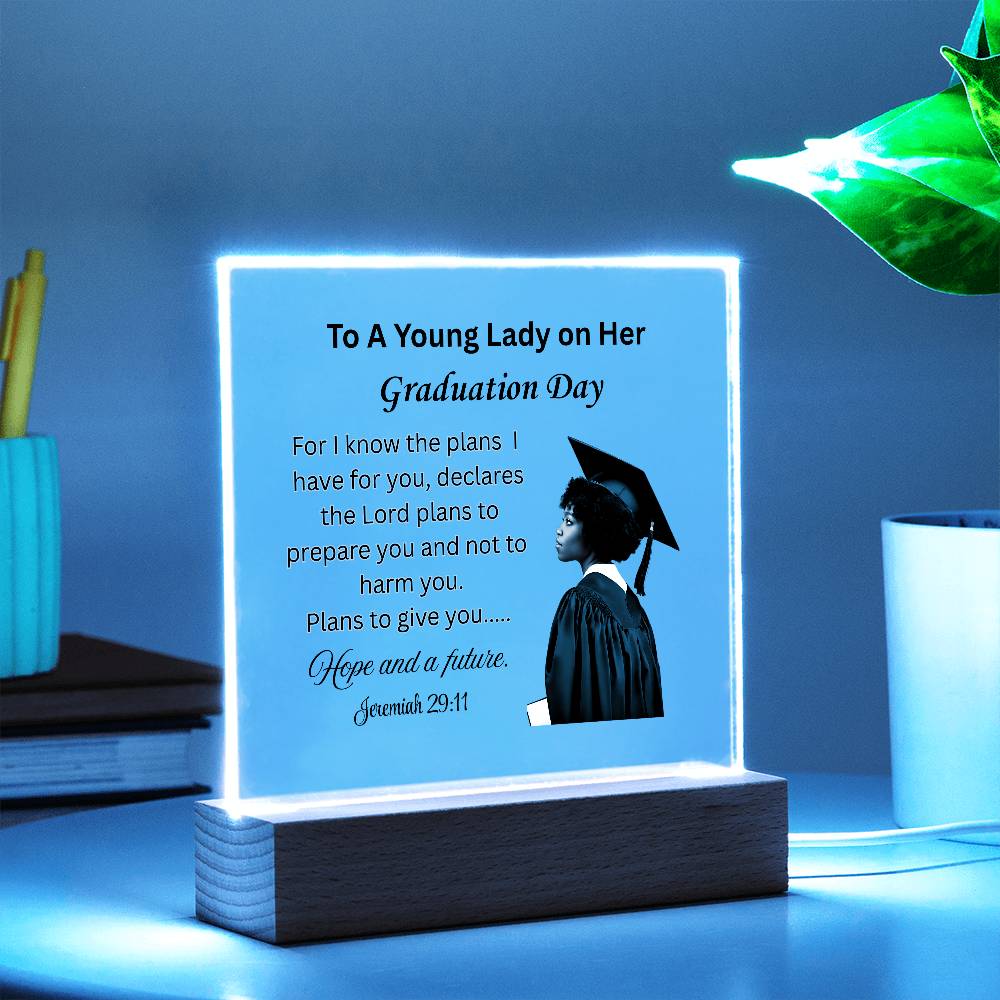 On her graduation day. Printed Square Acrylic Plaque. Graduating Senior Gifts, Graduation Gift for Her, Graduation Gifts, Class of 2025