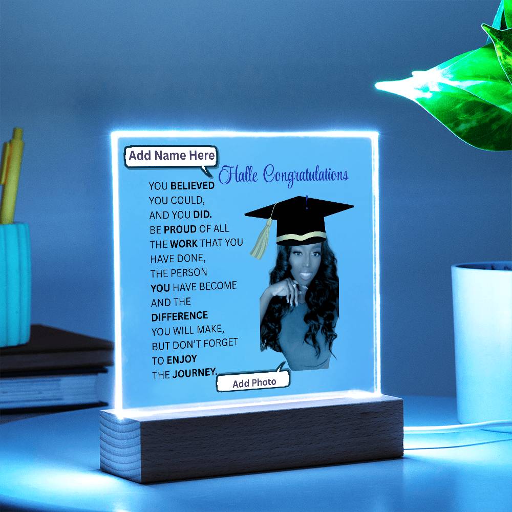Personalize Printed Acrylic Plaque w/photo and name. Graduate Senior Gift, Graduation Gift for Her, Graduation Gift of 2025, Graduate Gift