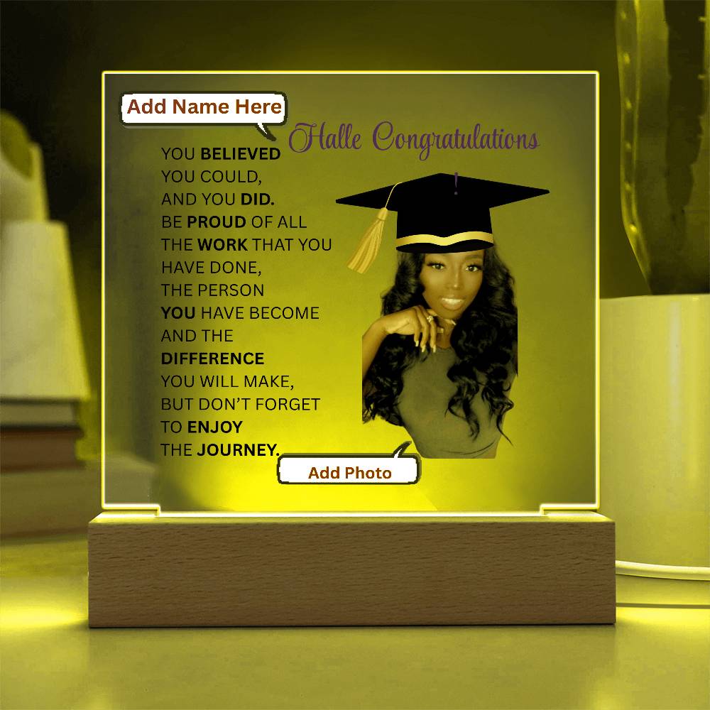 Personalize Printed Acrylic Plaque w/photo and name. Graduate Senior Gift, Graduation Gift for Her, Graduation Gift of 2025, Graduate Gift