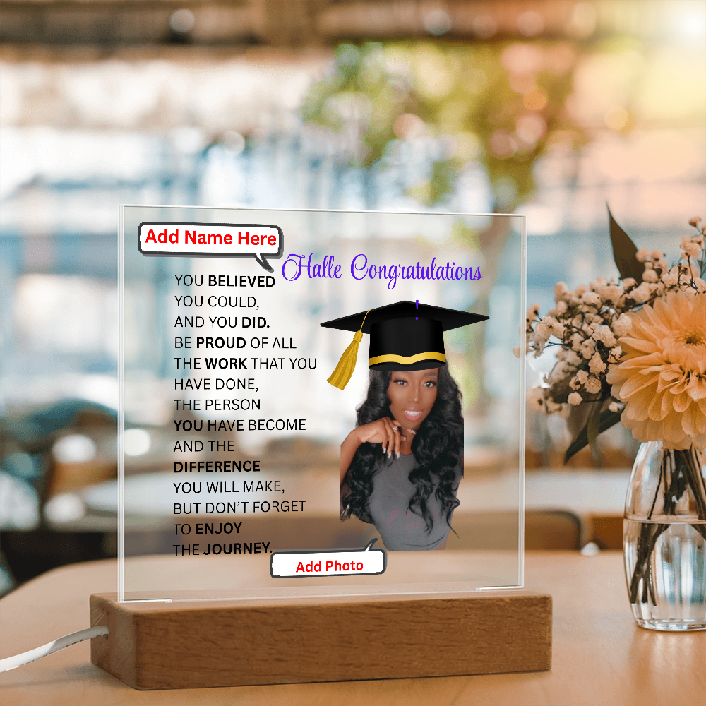 Personalize Printed Acrylic Plaque w/photo and name. Graduate Senior Gift, Graduation Gift for Her, Graduation Gift of 2025, Graduate Gift