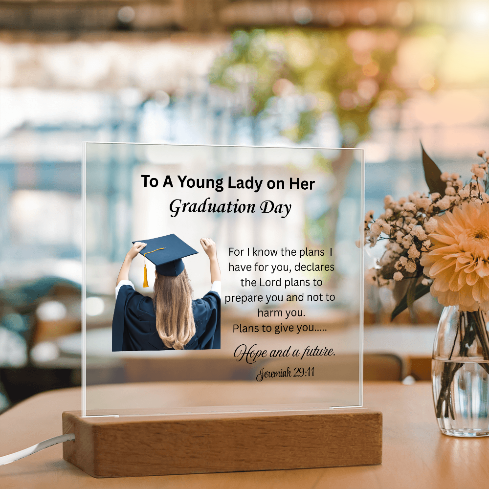 On her graduation day. Printed Square Acrylic Plaque. Graduating Senior Gifts, Graduation Gift for Her, Graduation Gifts, Class of 2025