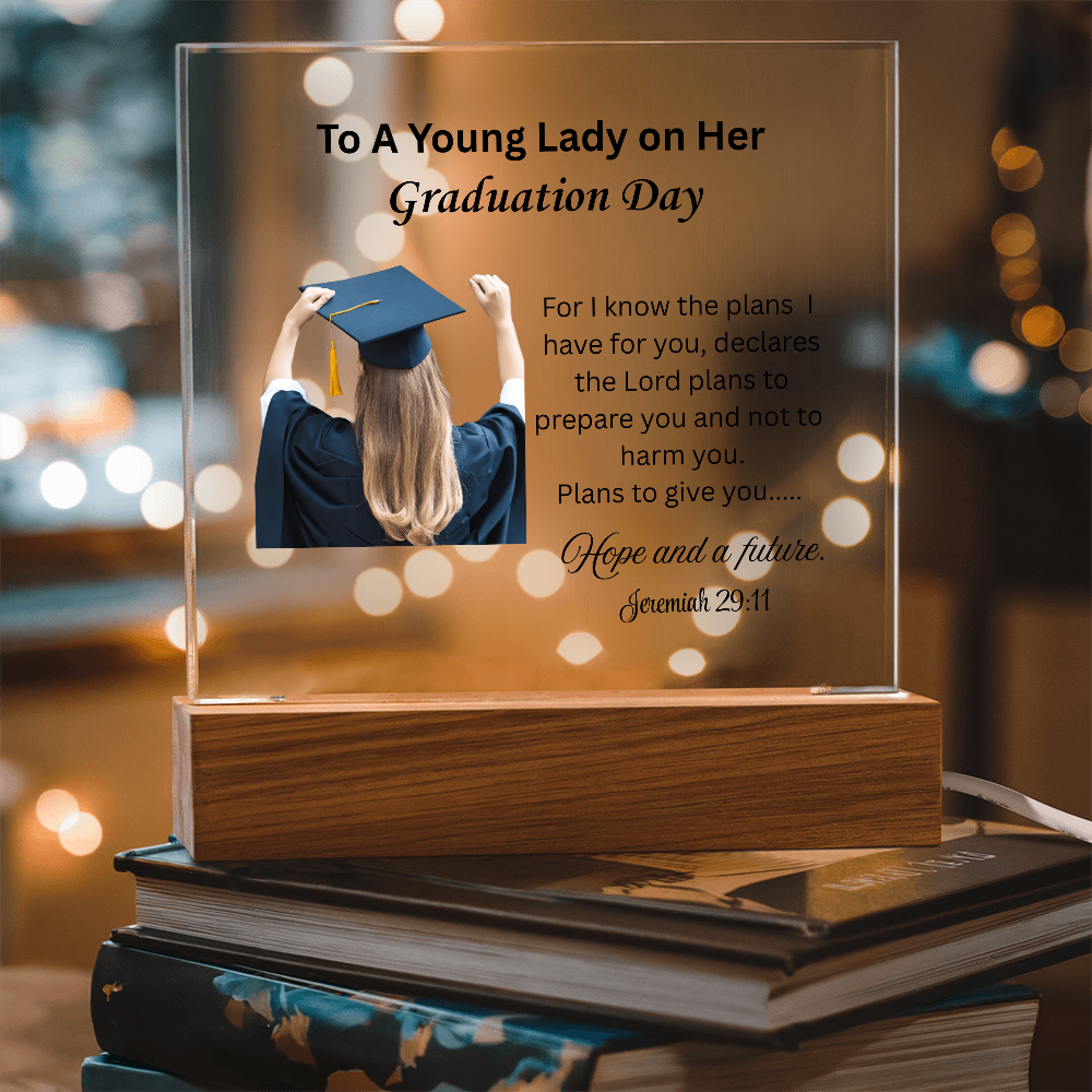 On her graduation day. Printed Square Acrylic Plaque. Graduating Senior Gifts, Graduation Gift for Her, Graduation Gifts, Class of 2025