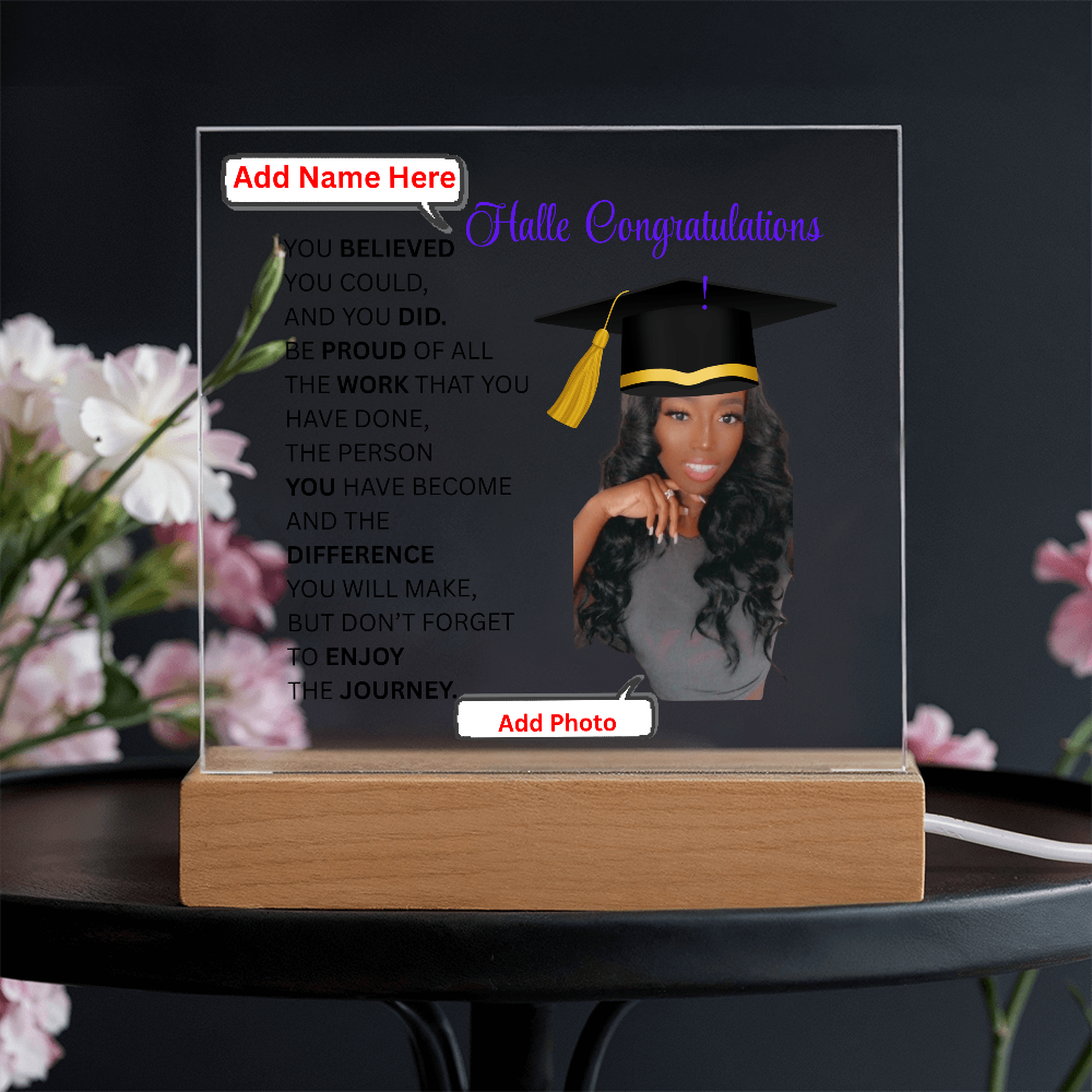 Personalize Printed Acrylic Plaque w/photo and name. Graduate Senior Gift, Graduation Gift for Her, Graduation Gift of 2025, Graduate Gift
