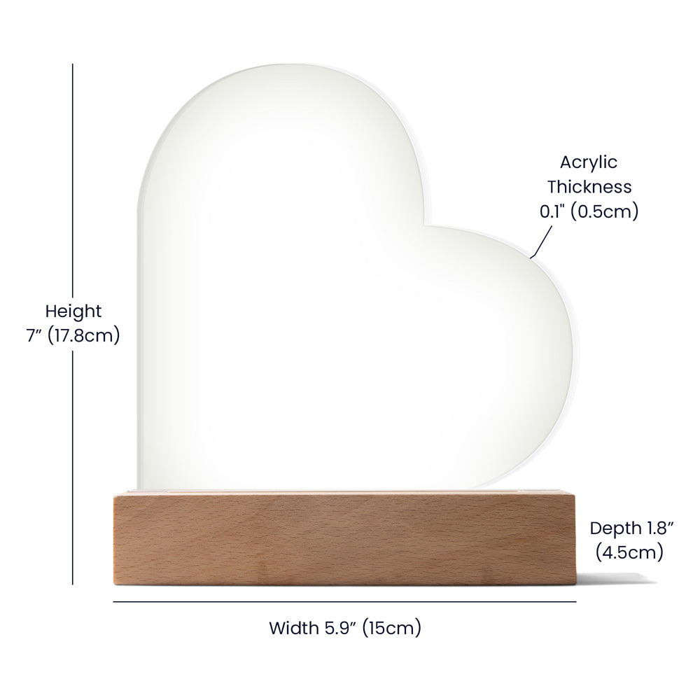 Personalized Printed heart acrylic plaque.