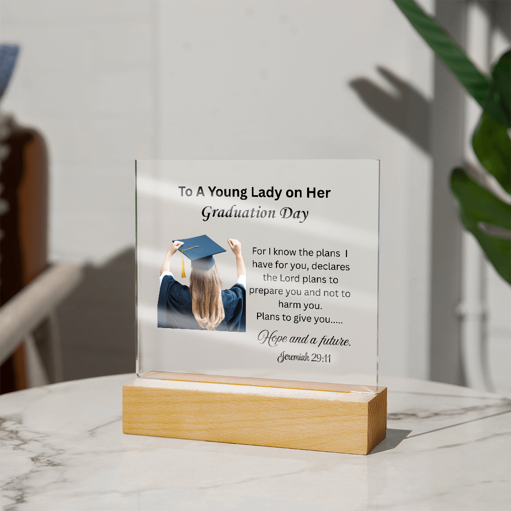 On her graduation day. Printed Square Acrylic Plaque. Graduating Senior Gifts, Graduation Gift for Her, Graduation Gifts, Class of 2025