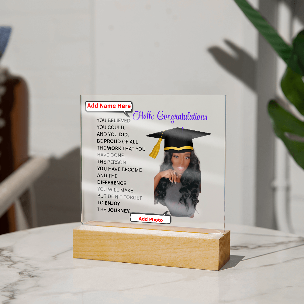 Personalize Printed Acrylic Plaque w/photo and name. Graduate Senior Gift, Graduation Gift for Her, Graduation Gift of 2025, Graduate Gift