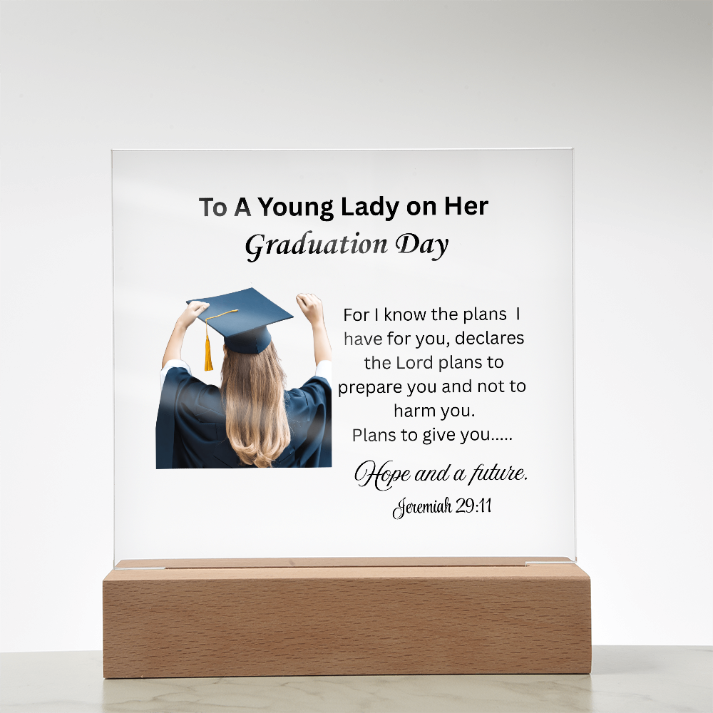 On her graduation day. Printed Square Acrylic Plaque. Graduating Senior Gifts, Graduation Gift for Her, Graduation Gifts, Class of 2025
