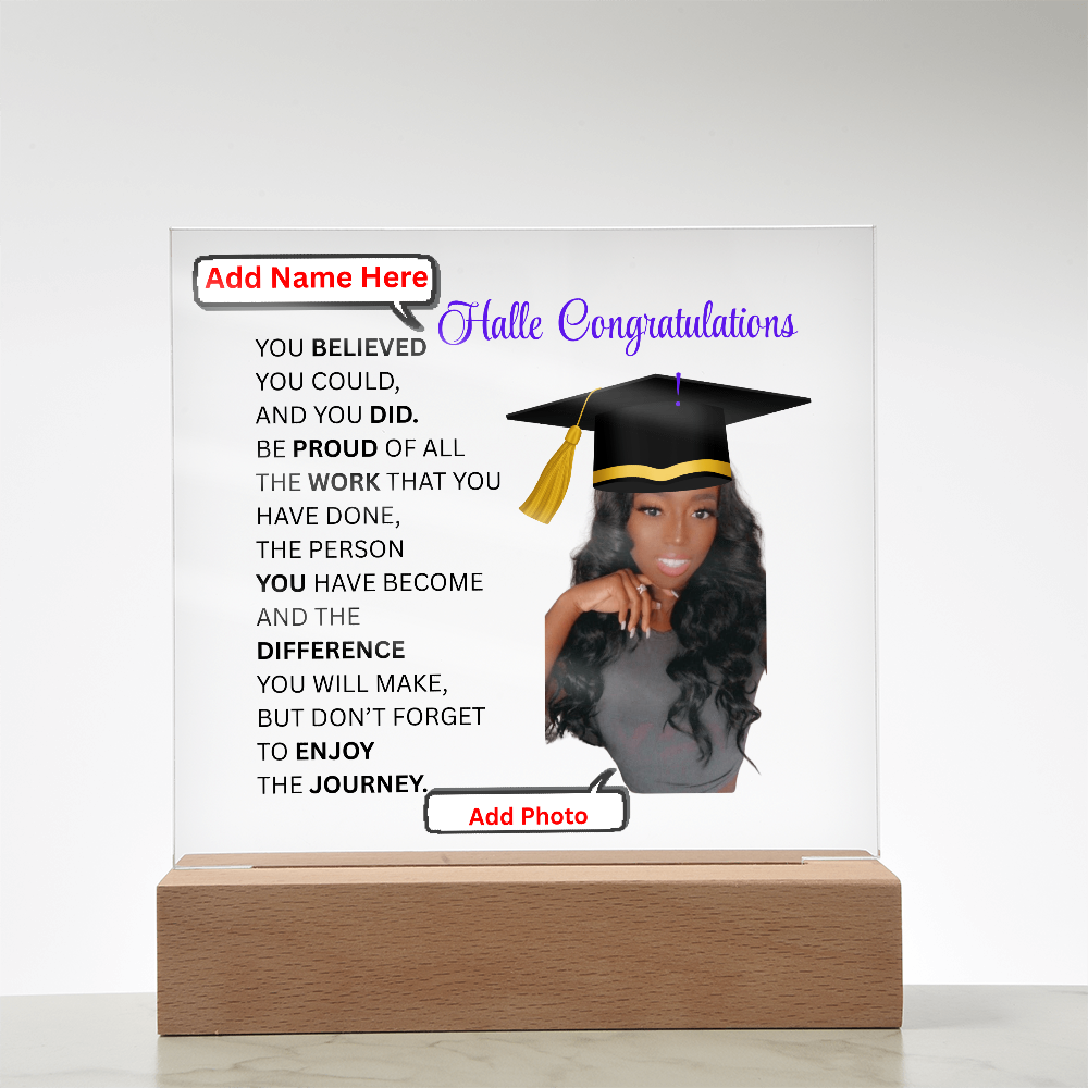 Personalize Printed Acrylic Plaque w/photo and name. Graduate Senior Gift, Graduation Gift for Her, Graduation Gift of 2025, Graduate Gift