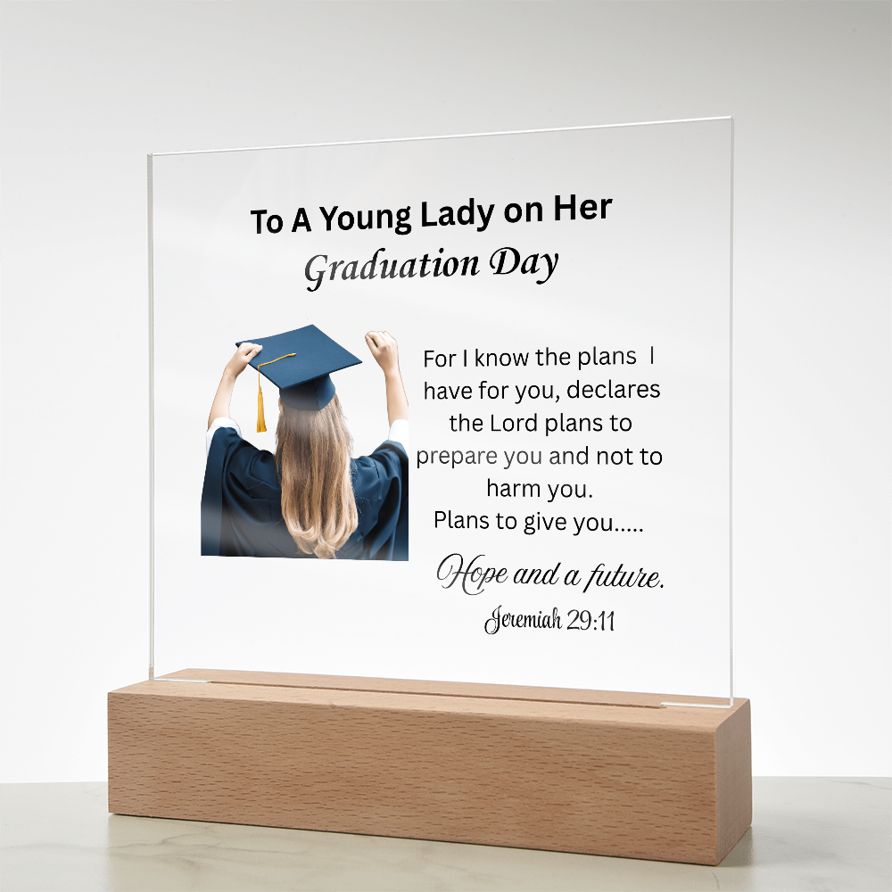 On her graduation day. Printed Square Acrylic Plaque. Graduating Senior Gifts, Graduation Gift for Her, Graduation Gifts, Class of 2025