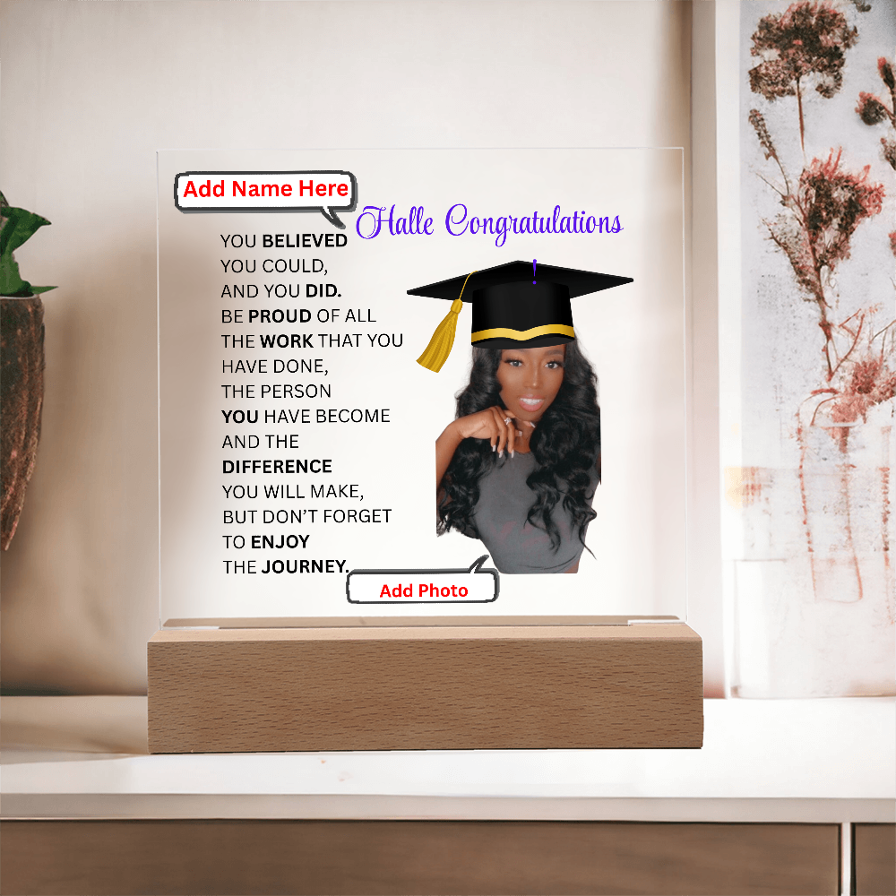 Personalize Printed Acrylic Plaque w/photo and name. Graduate Senior Gift, Graduation Gift for Her, Graduation Gift of 2025, Graduate Gift