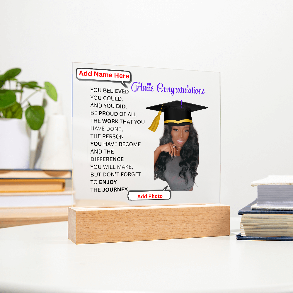 Personalize Printed Acrylic Plaque w/photo and name. Graduate Senior Gift, Graduation Gift for Her, Graduation Gift of 2025, Graduate Gift