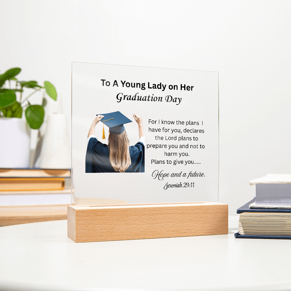 On her graduation day. Printed Square Acrylic Plaque. Graduating Senior Gifts, Graduation Gift for Her, Graduation Gifts, Class of 2025
