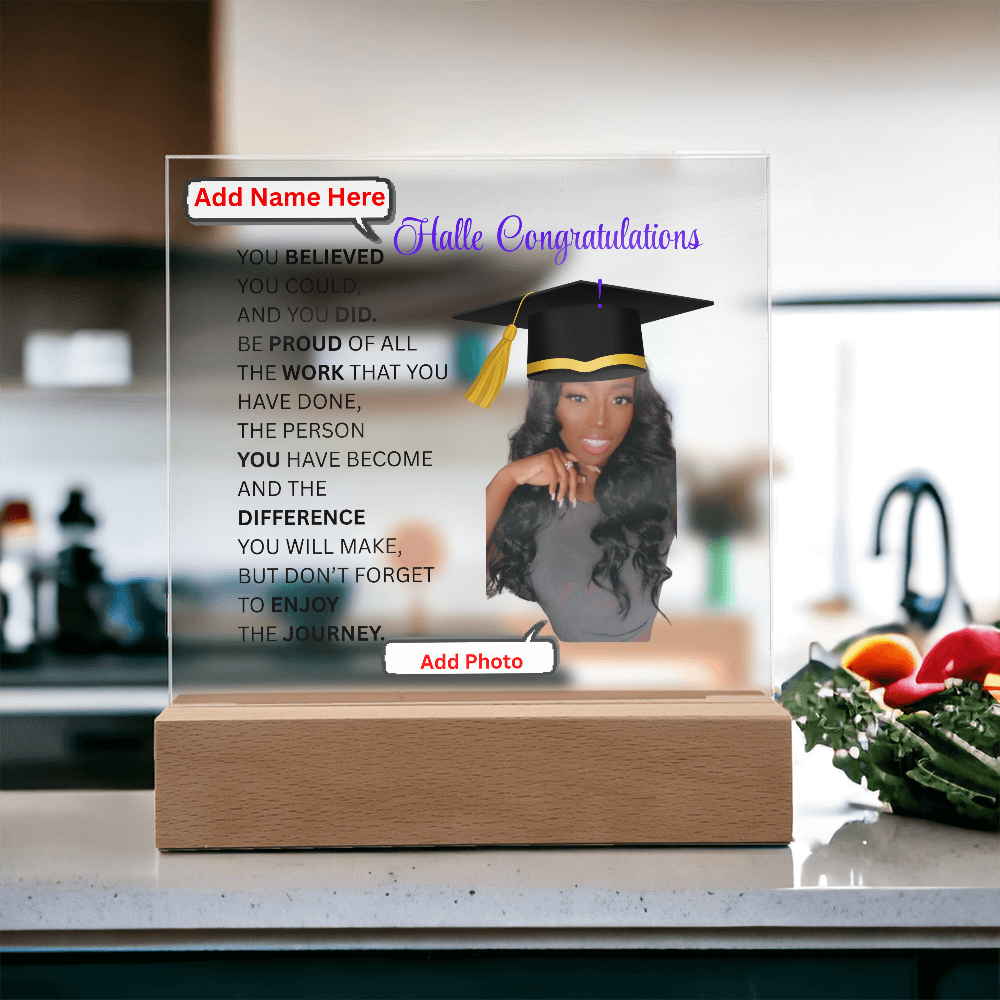 Personalize Printed Acrylic Plaque w/photo and name. Graduate Senior Gift, Graduation Gift for Her, Graduation Gift of 2025, Graduate Gift