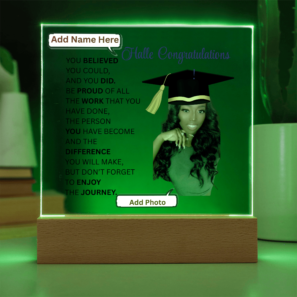 Personalize Printed Acrylic Plaque w/photo and name. Graduate Senior Gift, Graduation Gift for Her, Graduation Gift of 2025, Graduate Gift