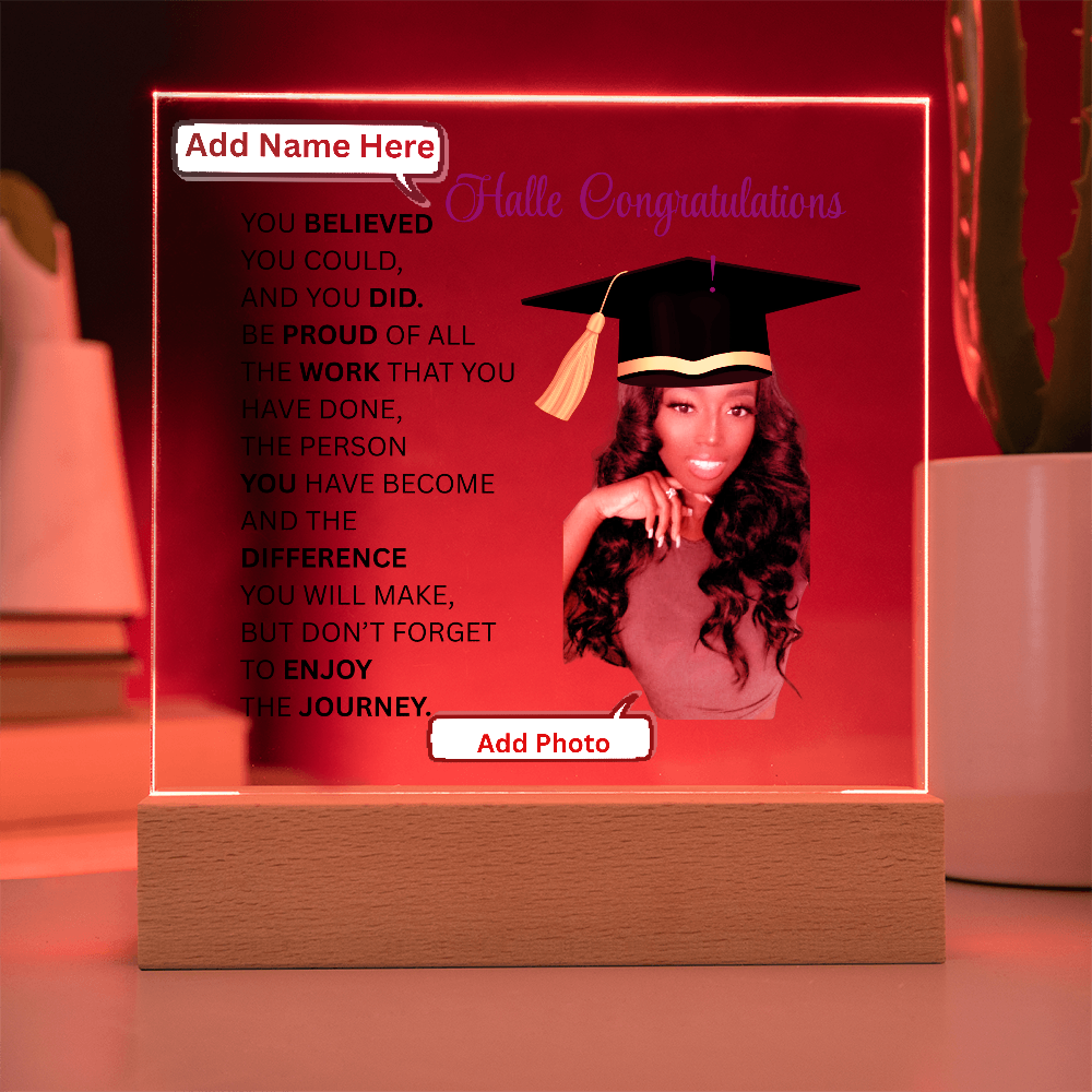 Personalize Printed Acrylic Plaque w/photo and name. Graduate Senior Gift, Graduation Gift for Her, Graduation Gift of 2025, Graduate Gift