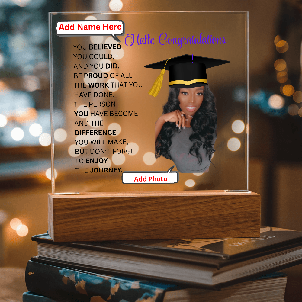 Personalize Printed Acrylic Plaque w/photo and name. Graduate Senior Gift, Graduation Gift for Her, Graduation Gift of 2025, Graduate Gift
