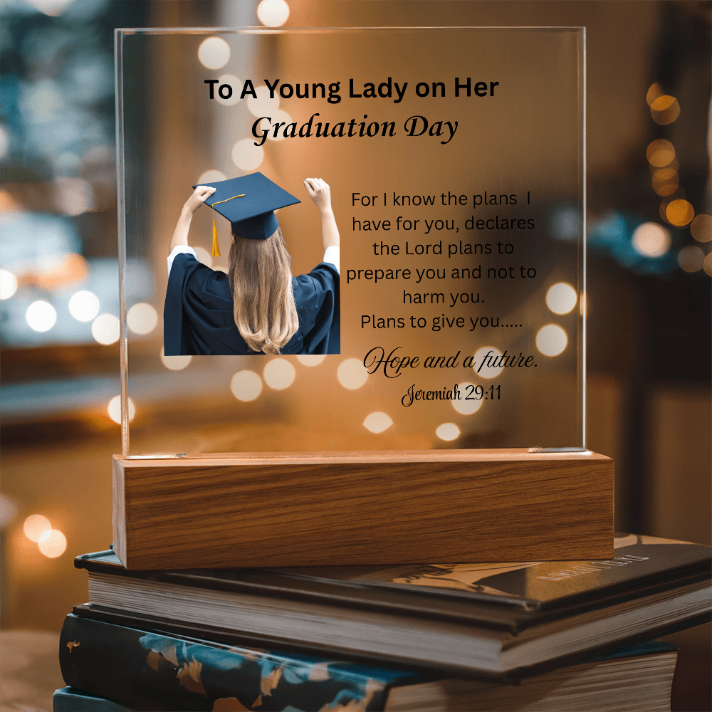 On her graduation day. Printed Square Acrylic Plaque. Graduating Senior Gifts, Graduation Gift for Her, Graduation Gifts, Class of 2025