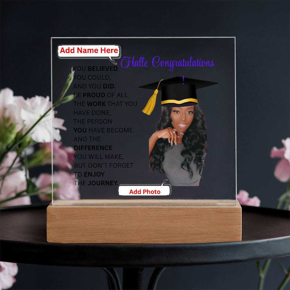 Personalize Printed Acrylic Plaque w/photo and name. Graduate Senior Gift, Graduation Gift for Her, Graduation Gift of 2025, Graduate Gift