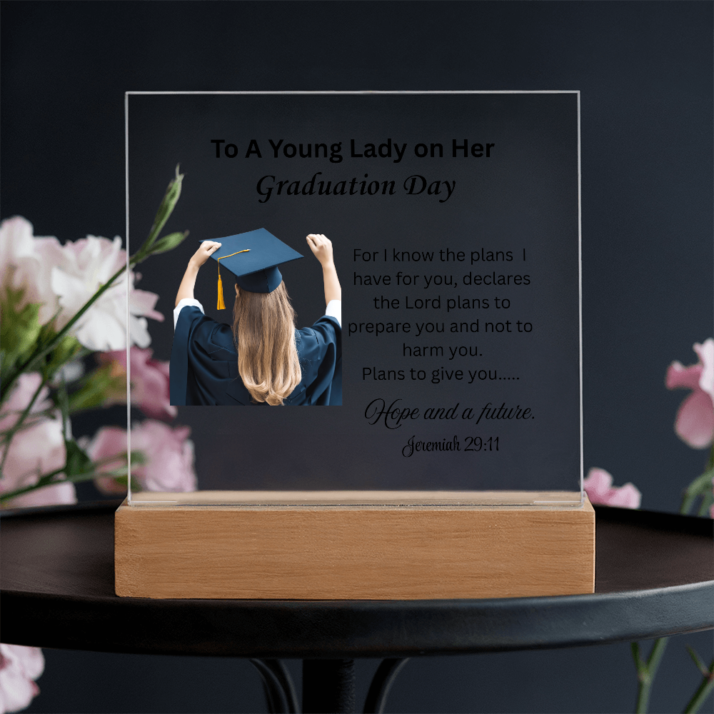 On her graduation day. Printed Square Acrylic Plaque. Graduating Senior Gifts, Graduation Gift for Her, Graduation Gifts, Class of 2025