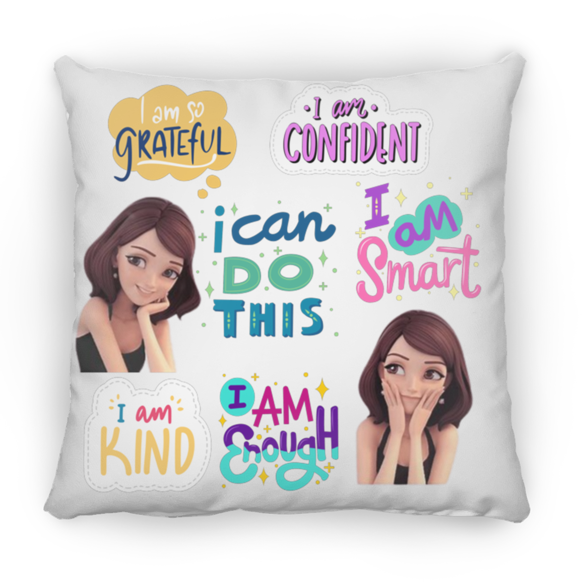 I Am Grateful. I Am Confident. Large Square Pillow