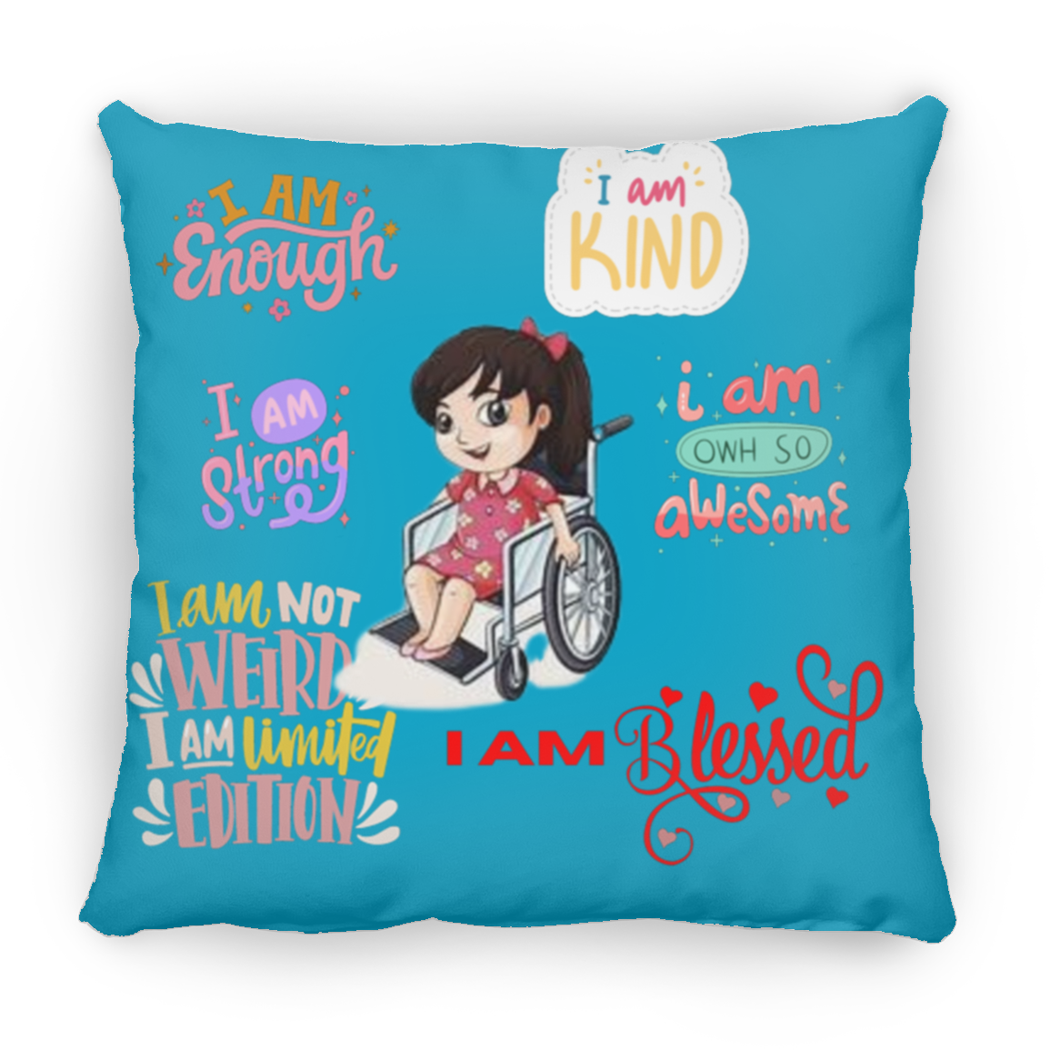 I Am Enough. I Am Kind. Large Square Pillow
