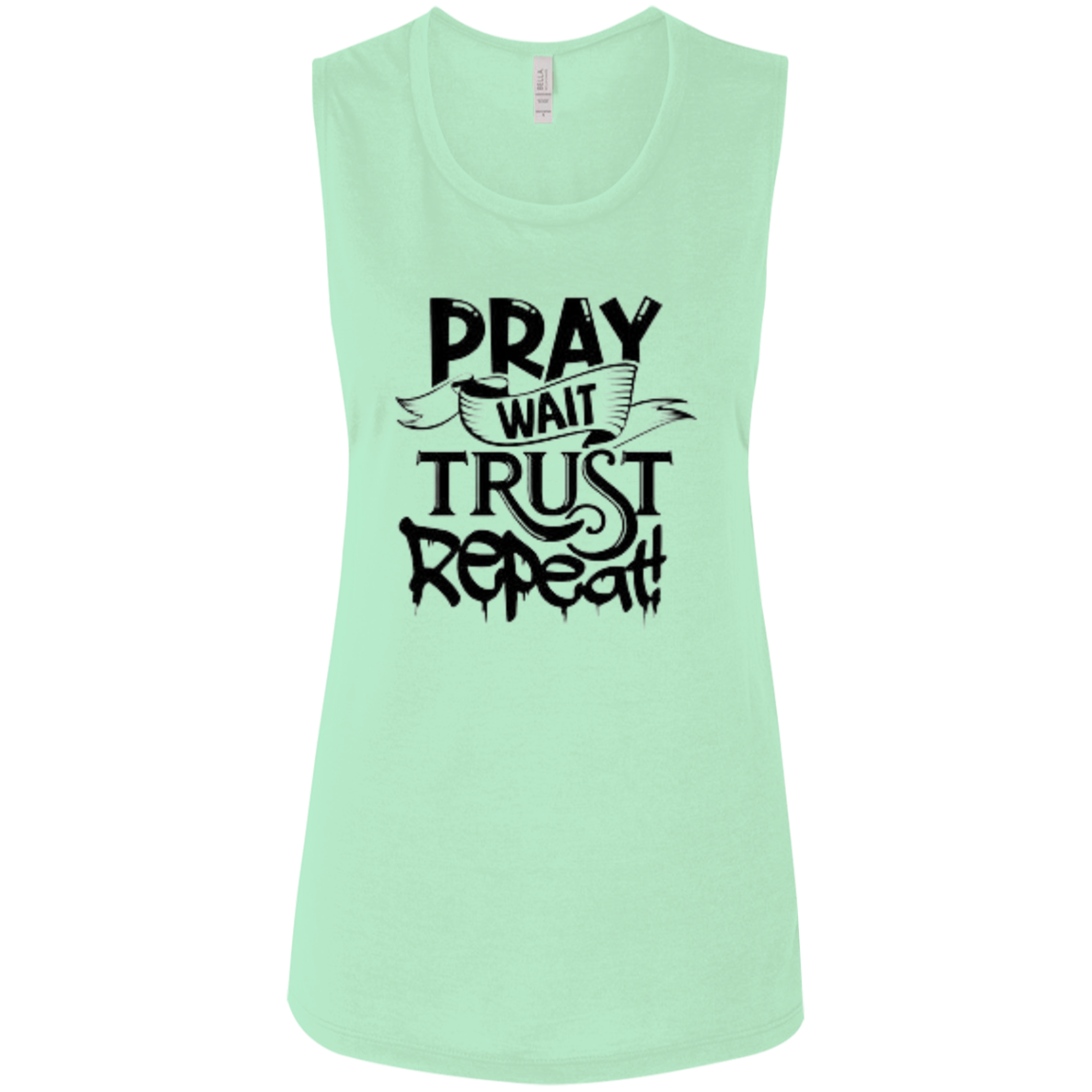 Pray Wait Trust Repeat Ladies' Flowy Muscle Tank, Pray Wait Trust Repeat For Women, Shirt for Women, Christian Shirts for Women, Jesus Shirt, Gift for Women, Gift for Her, Christian Clothing