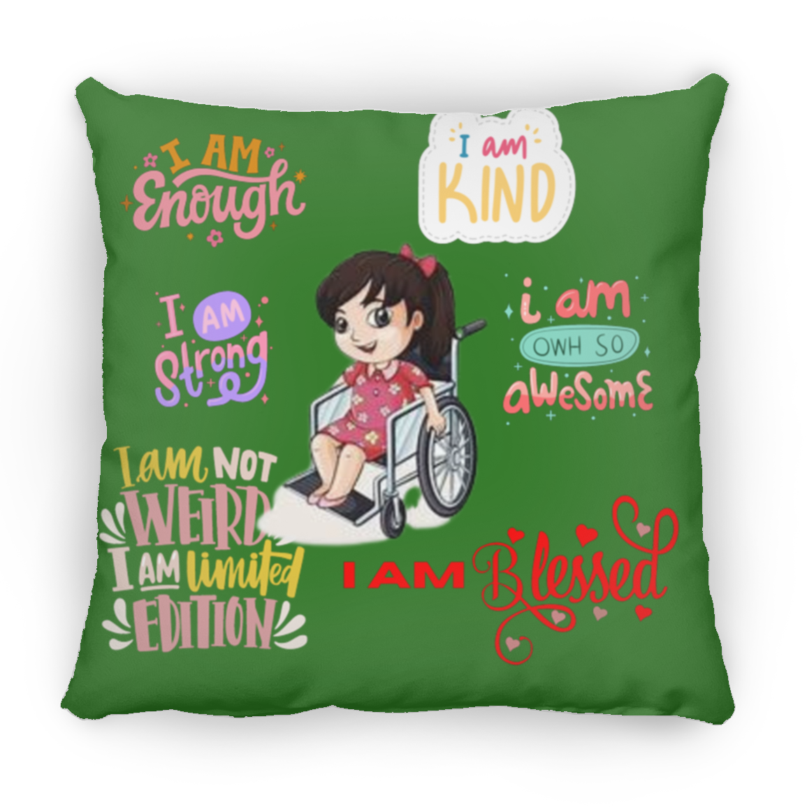 I Am Enough. I Am Kind. Large Square Pillow