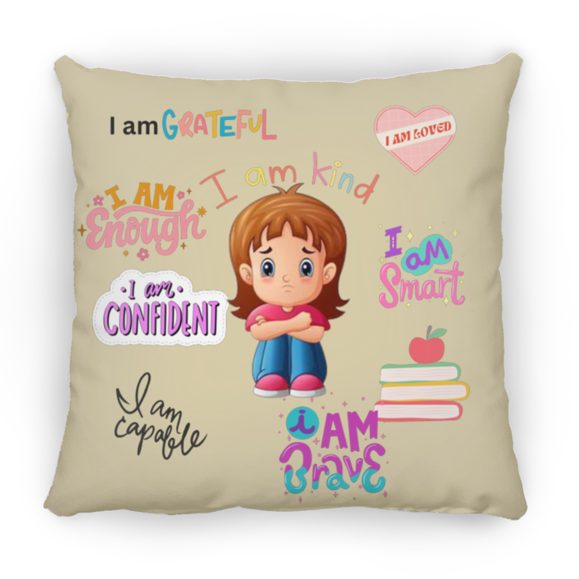 I Am Grateful. I Am Kind. Large Square Pillow