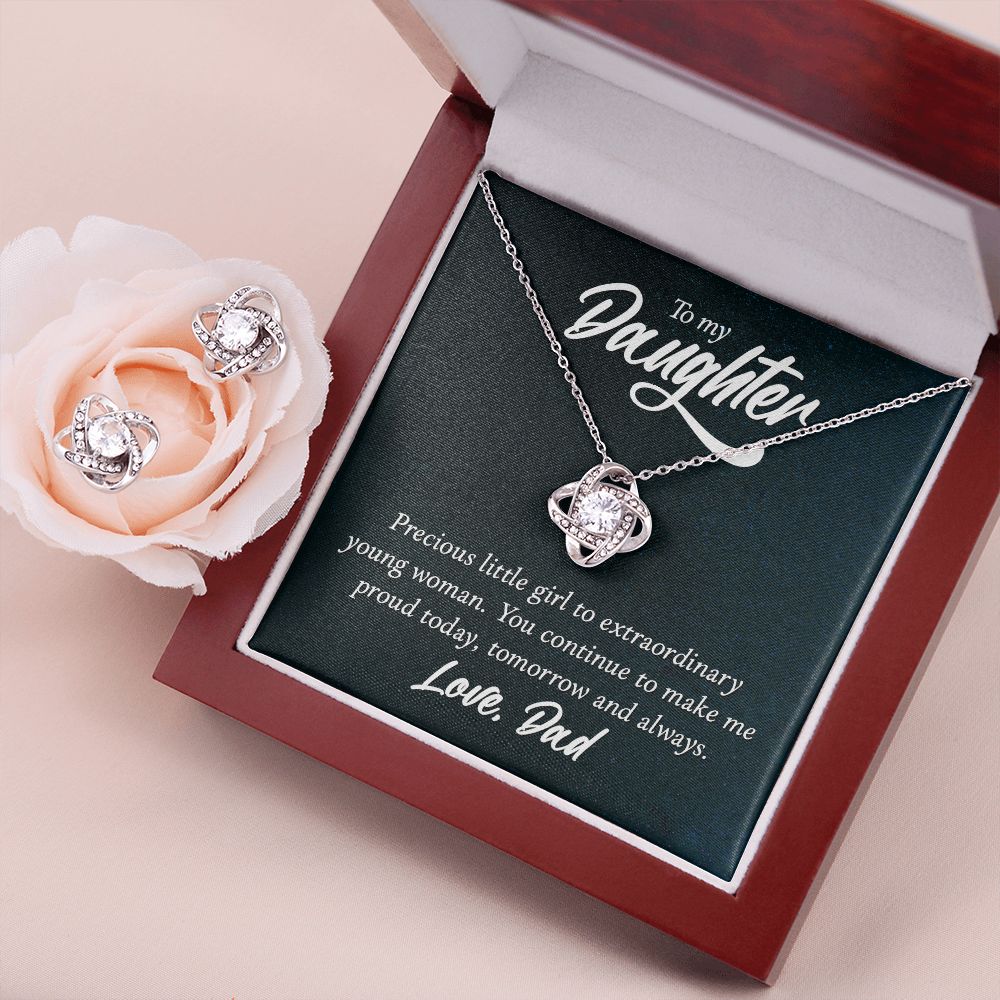 Daughter Love Knot Earring & Necklace Set