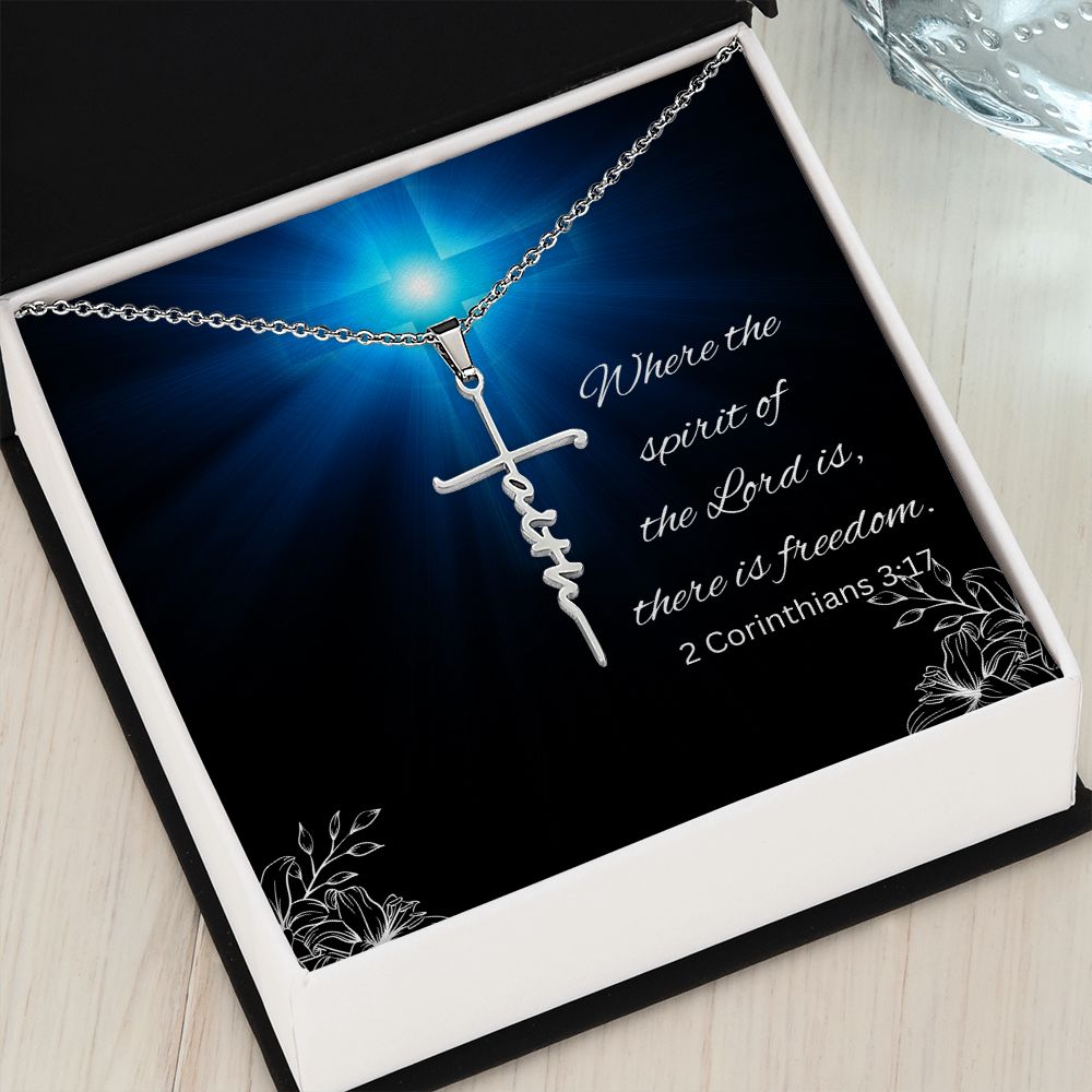 Faith Cross Necklace, Custom Bible Verse On Message Card Christian Gift, Graduation Gift for Her, Graduation Necklaces For Women Jewelry, Christian Jewelry For Women, Faith Necklace, Faith Jewelry Gift,
