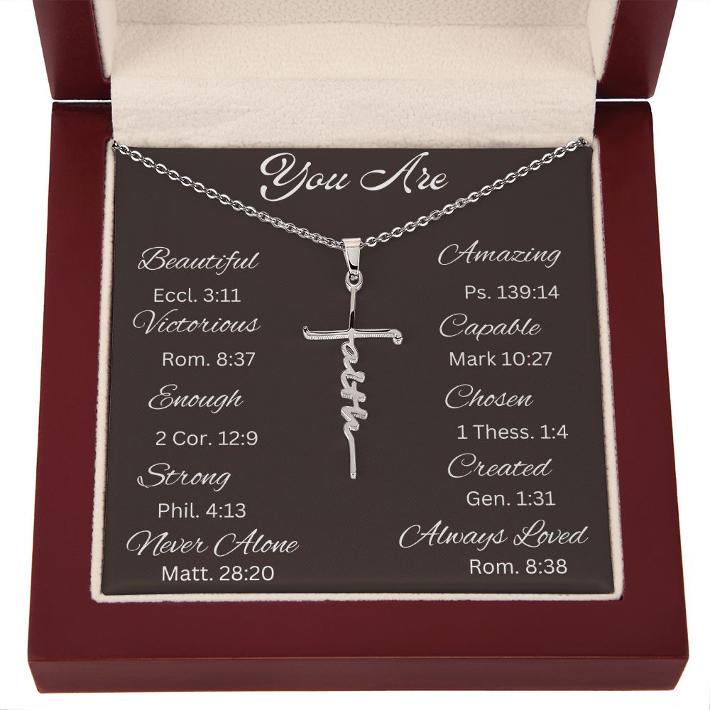 Faith Cross Necklace, Motivational Gift Necklace: Inspirational Gift, Motivational Quotes, Encouragement, Empowering, Compass