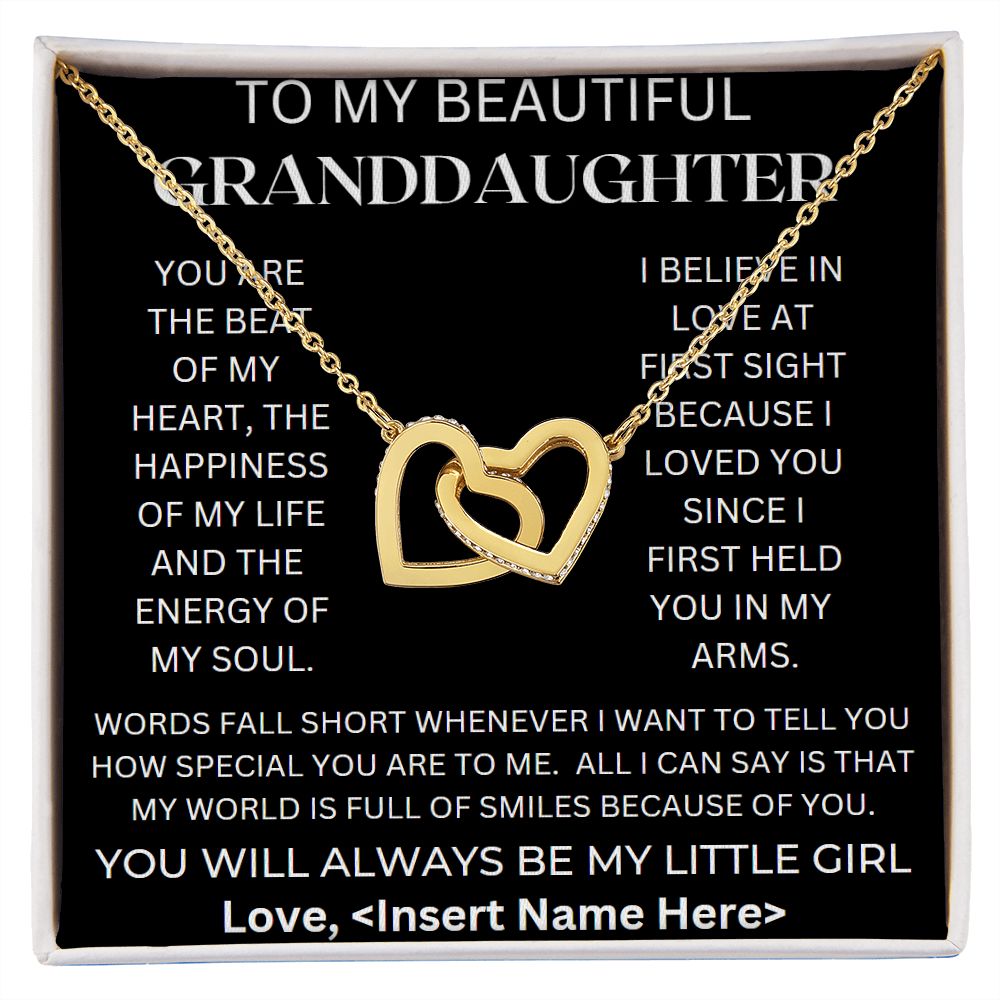 To My Beautiful Granddaughter. Interlocking Hearts Necklace, Birthday gift, Xmas gift, Just Because gift
