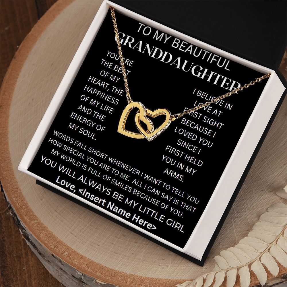 To My Beautiful Granddaughter. Interlocking Hearts Necklace, Birthday gift, Xmas gift, Just Because gift