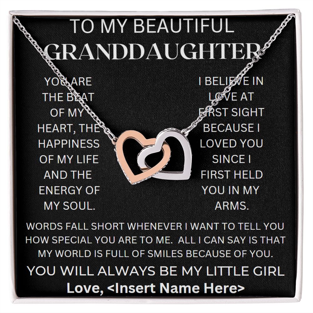 To My Beautiful Granddaughter. Interlocking Hearts Necklace, Birthday gift, Xmas gift, Just Because gift