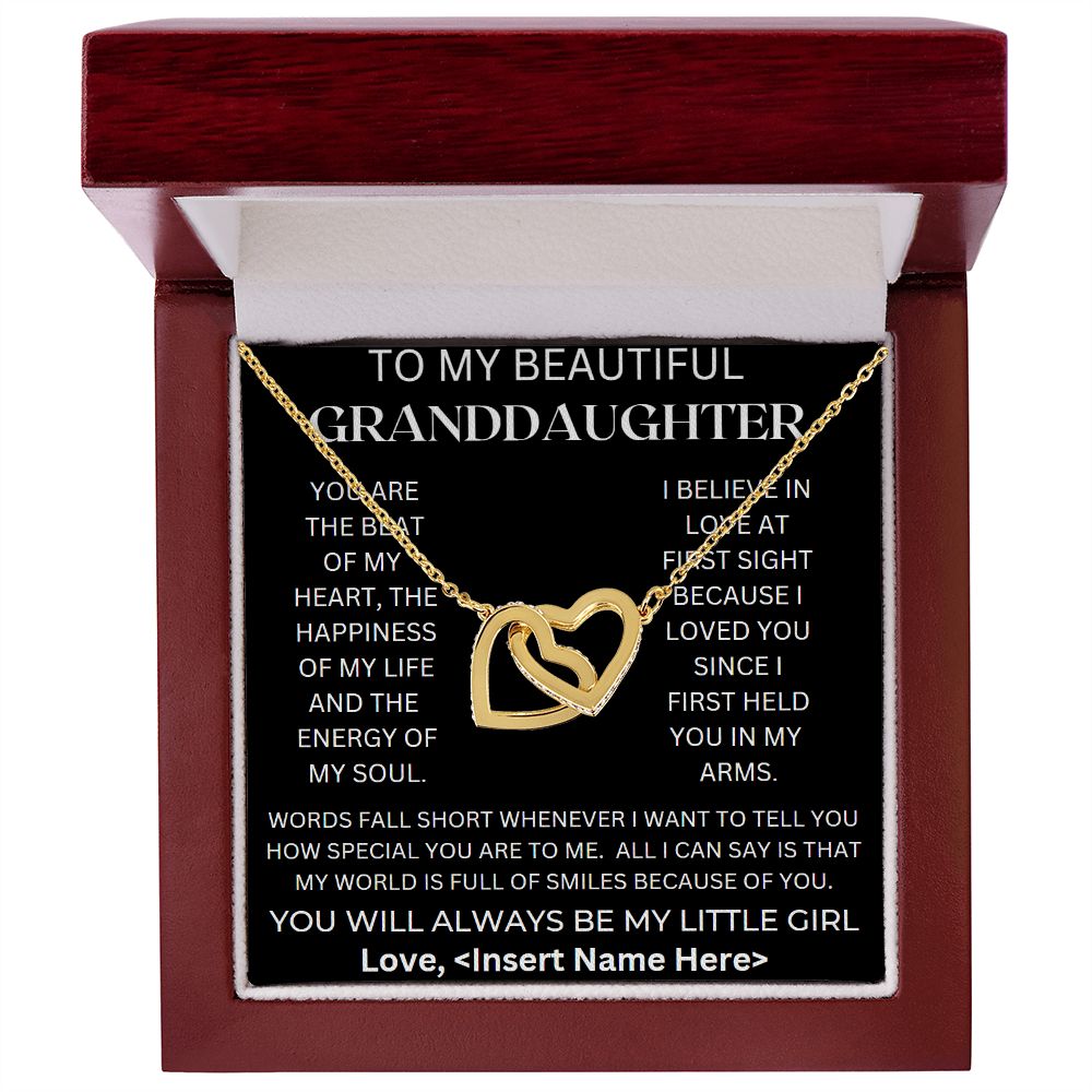 To My Beautiful Granddaughter. Interlocking Hearts Necklace, Birthday gift, Xmas gift, Just Because gift