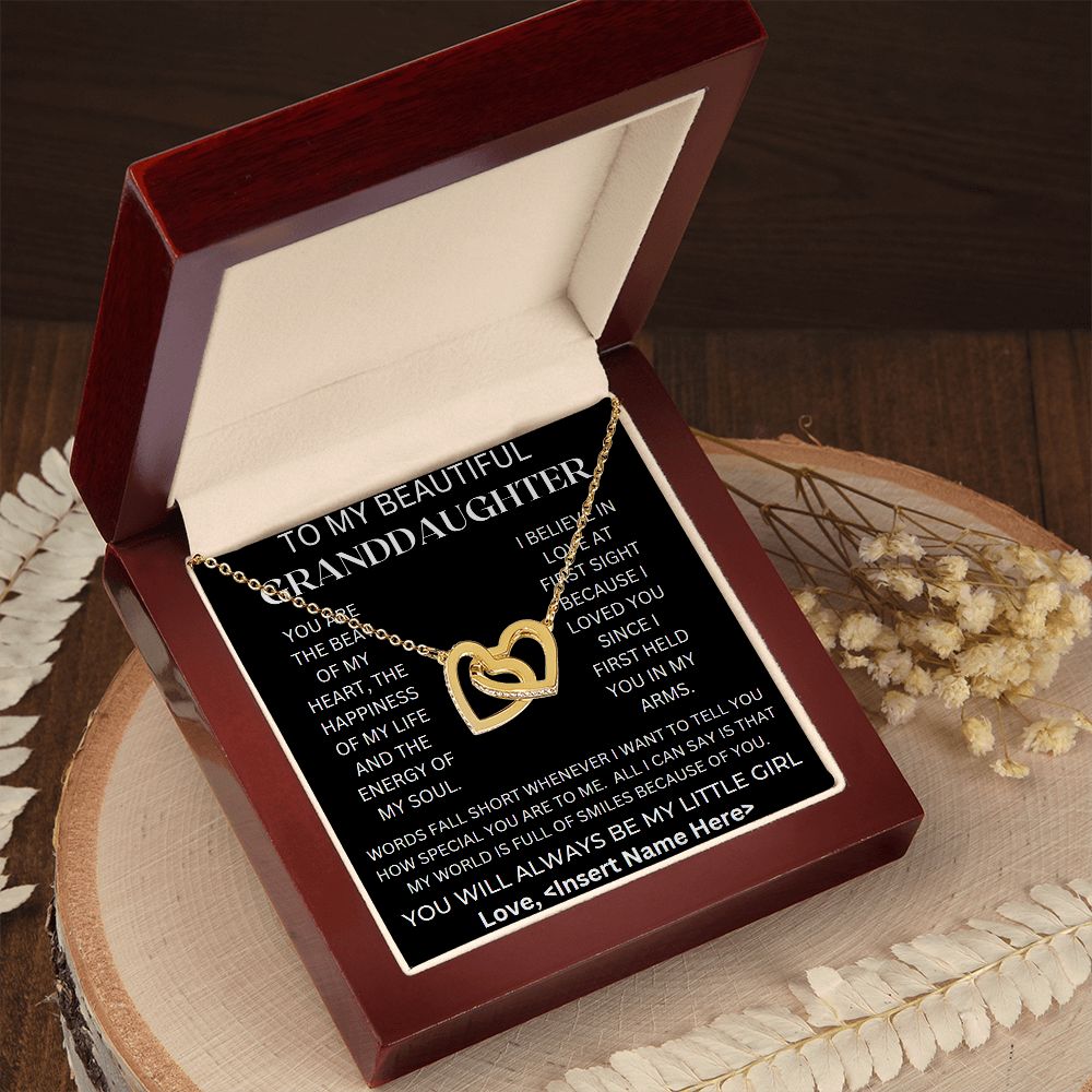 To My Beautiful Granddaughter. Interlocking Hearts Necklace, Birthday gift, Xmas gift, Just Because gift
