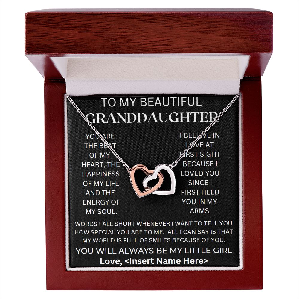 To My Beautiful Granddaughter. Interlocking Hearts Necklace, Birthday gift, Xmas gift, Just Because gift