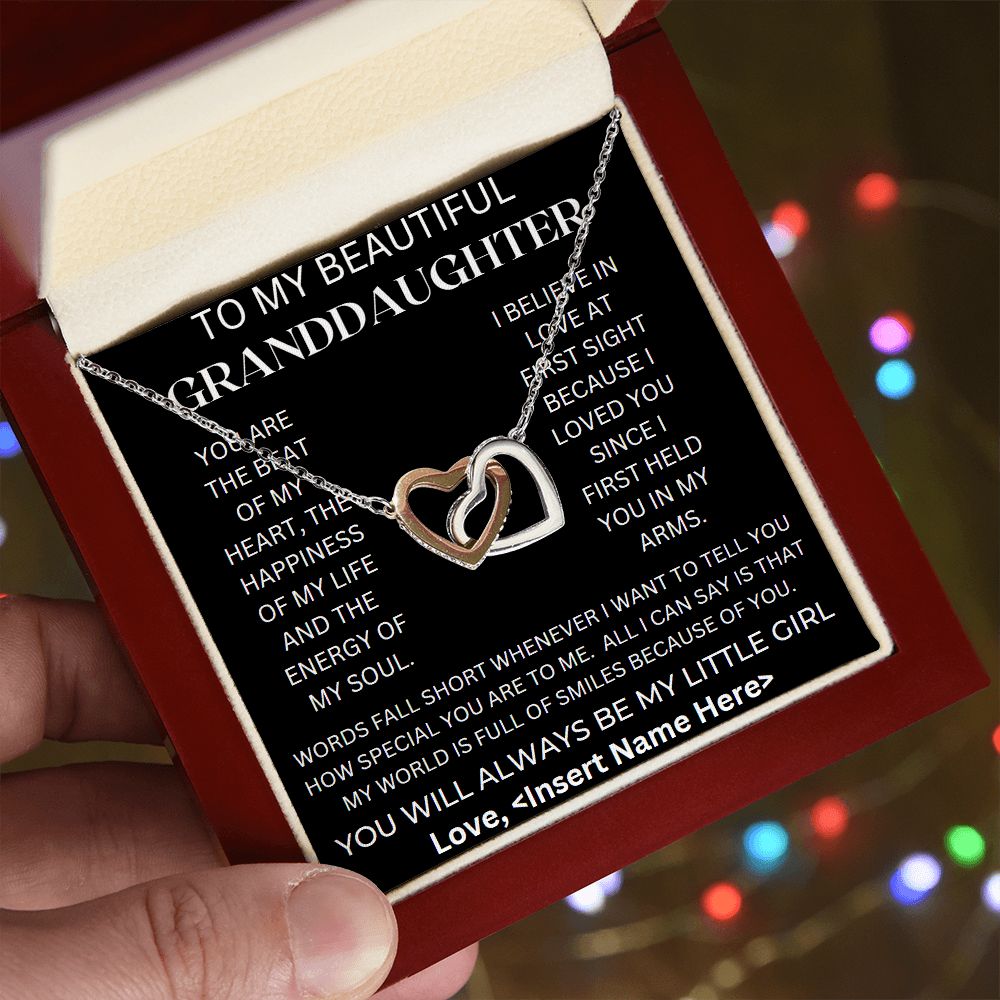To My Beautiful Granddaughter. Interlocking Hearts Necklace, Birthday gift, Xmas gift, Just Because gift