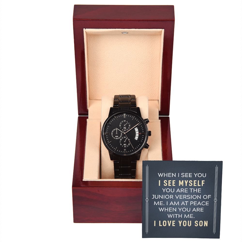 Black Chronograph Watch + MC (No Engravung)