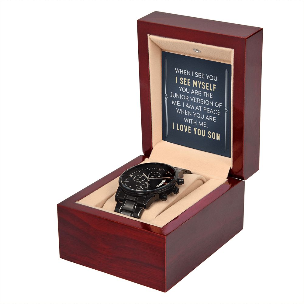 Black Chronograph Watch + MC (No Engravung)