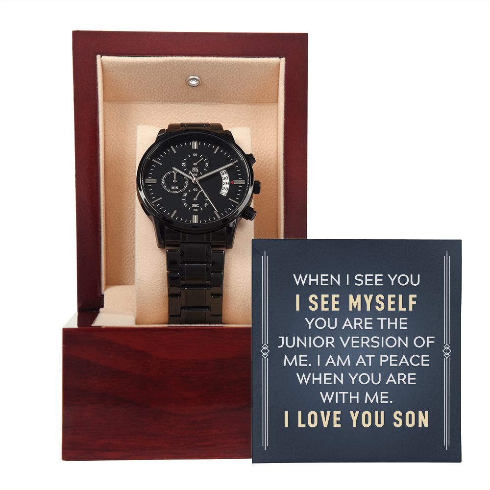 Black Chronograph Watch + MC (No Engravung)