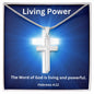 Living Power Stainless Steel Cross Necklace, Motivational Gift Necklace, Inspirational Gift, Encouragement, Empowering, Sobriety Recovery, Breast Cancer, Strength Necklace