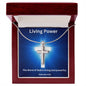 Living Power Stainless Steel Cross Necklace, Motivational Gift Necklace, Inspirational Gift, Encouragement, Empowering, Sobriety Recovery, Breast Cancer, Strength Necklace