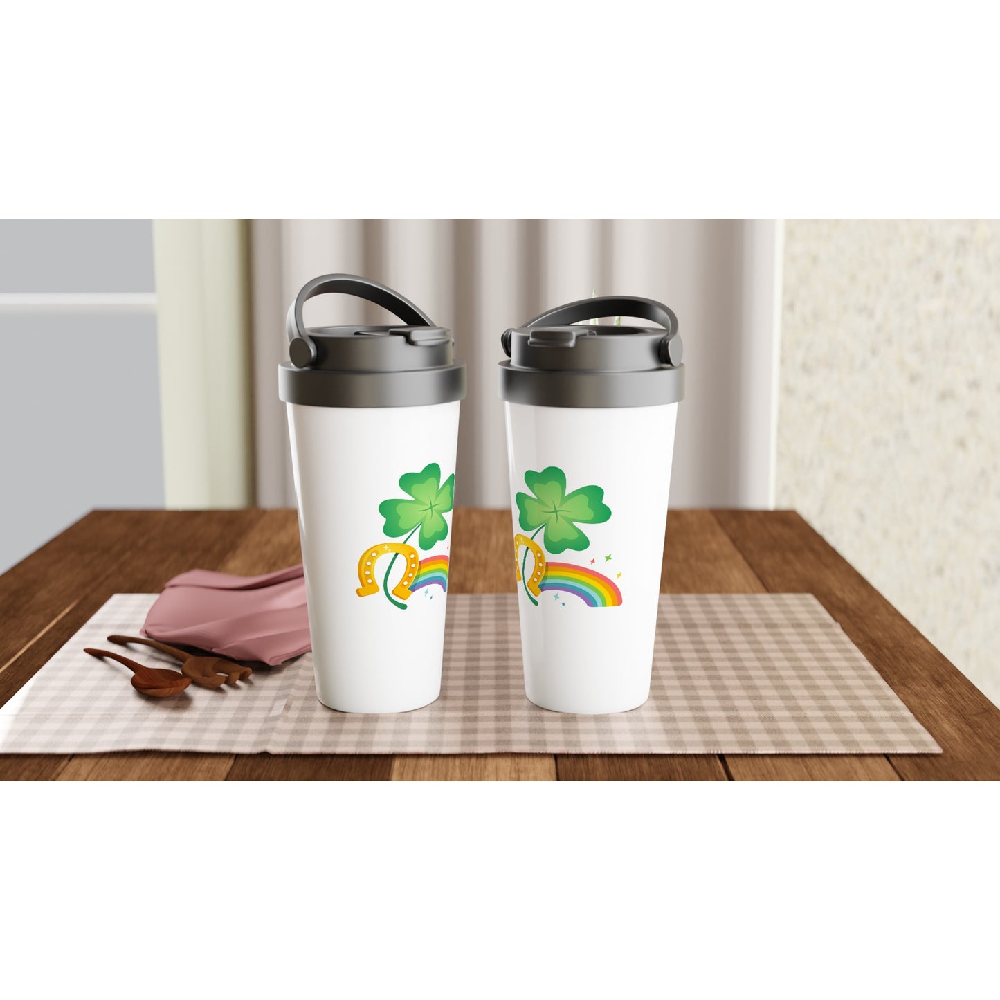 White 15oz Stainless Steel Travel Mug