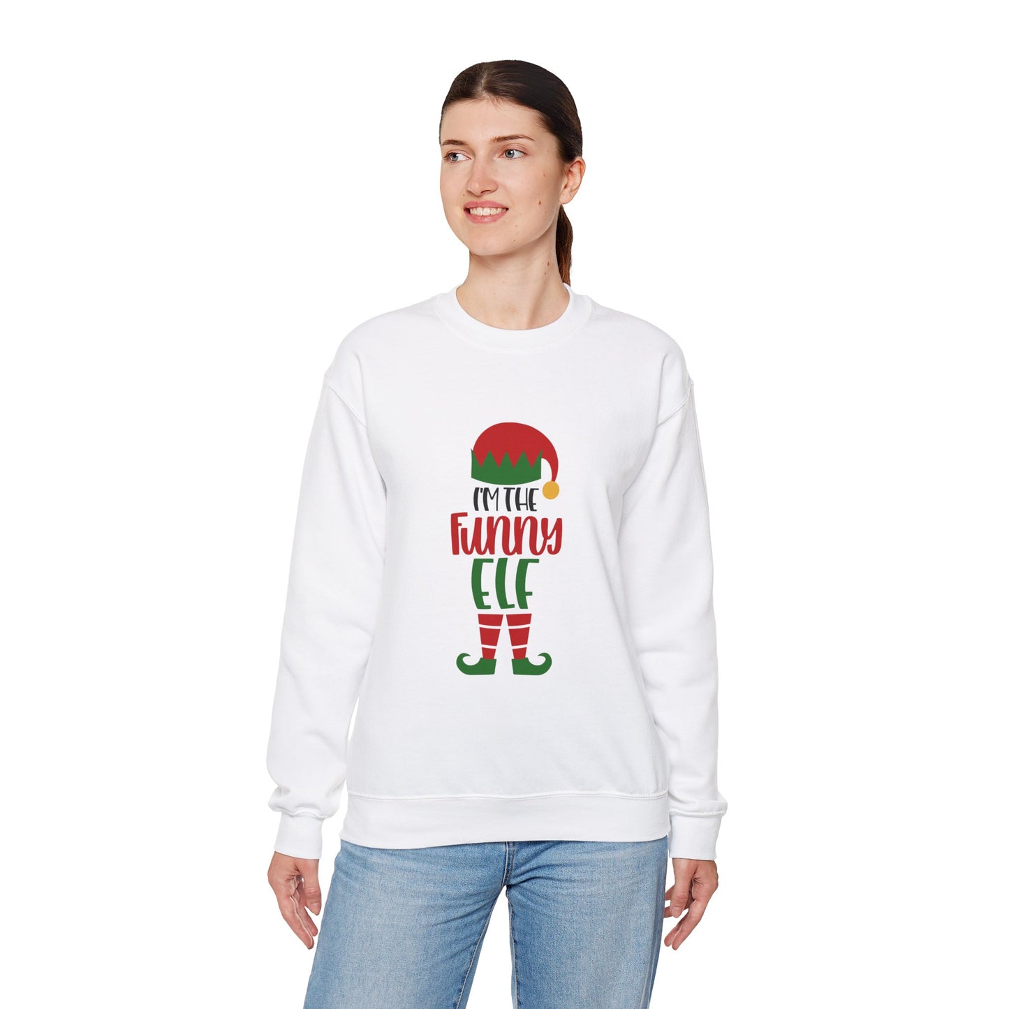 I'm the Funny Elf Unisex Heavy Blend Crewneck Sweatshirt, Funny T-shirt, Christmas Shirt, Christmas Slogan Shirts, Christmas Sweater, Santa Shirt