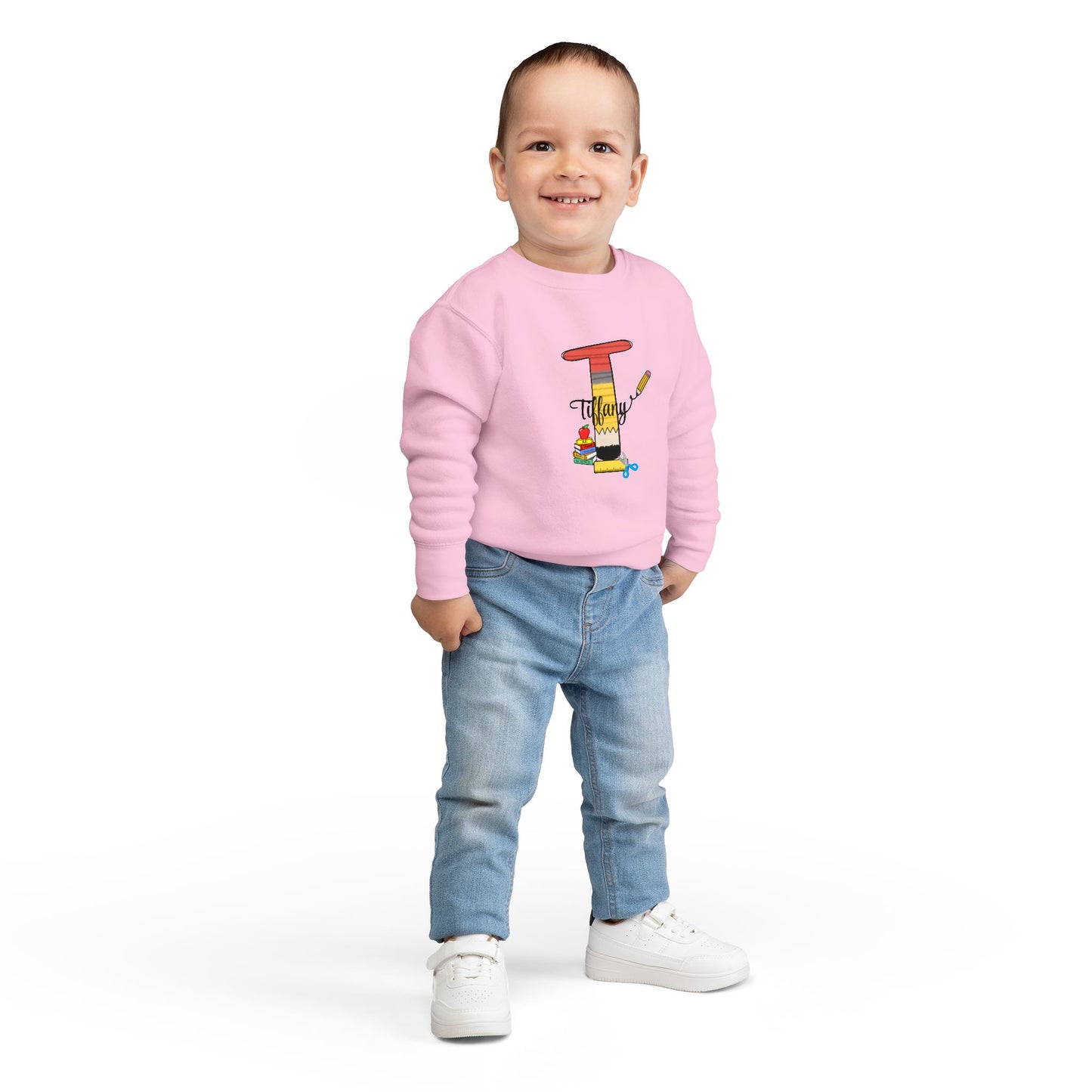 Custom name unisex alphabet sweatshirt for youth, toddlers & adults. Toddler and preschool gift, First Day Of School, fun shirt for youth