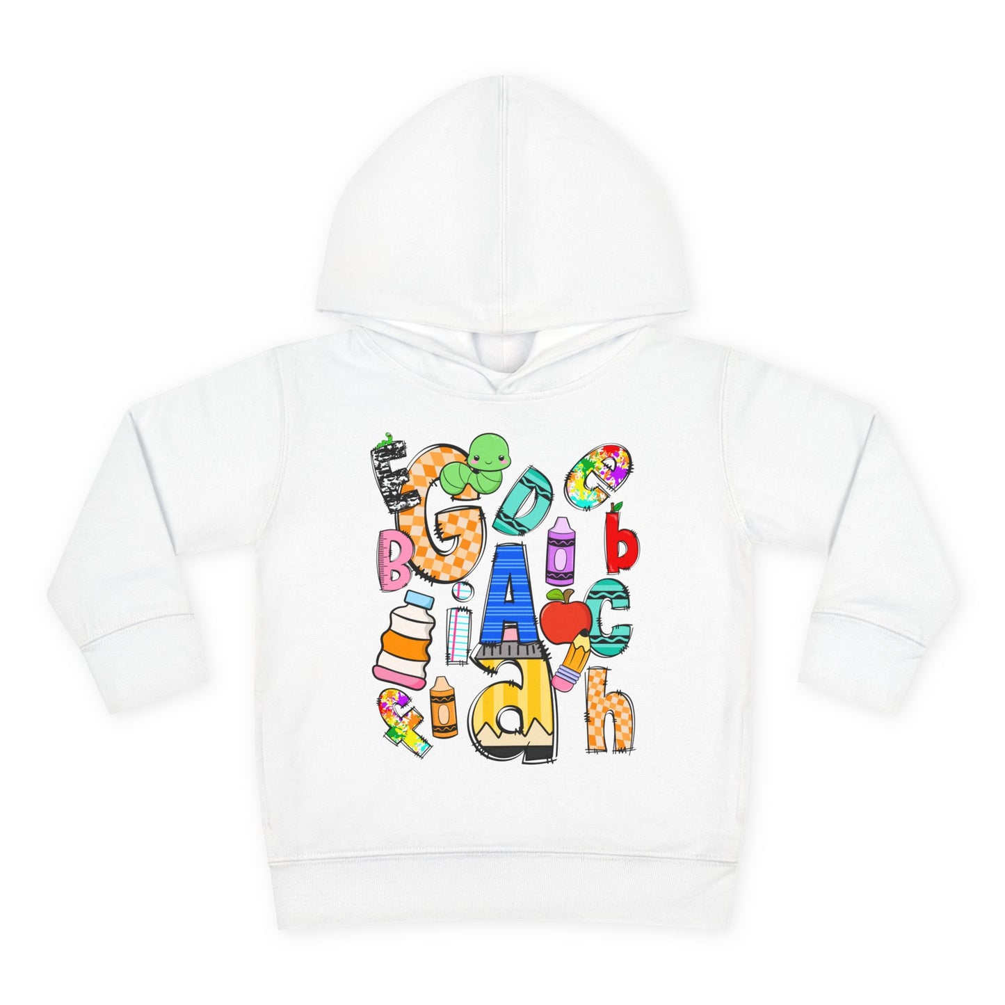 Alphabet Toddler Pullover Hoodie: Colorful Unisex Fleece Sweatshirt