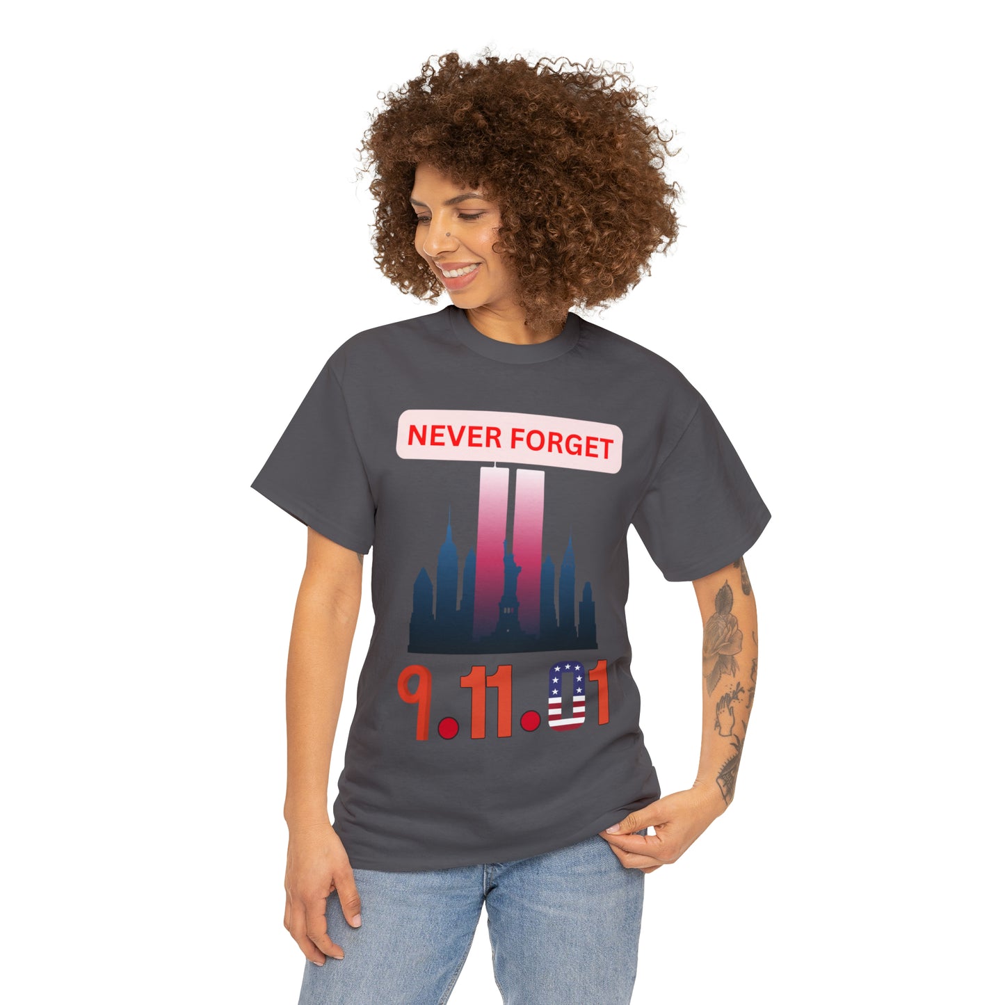 Unisex Heavy Cotton Tee- Never Forget 9/11