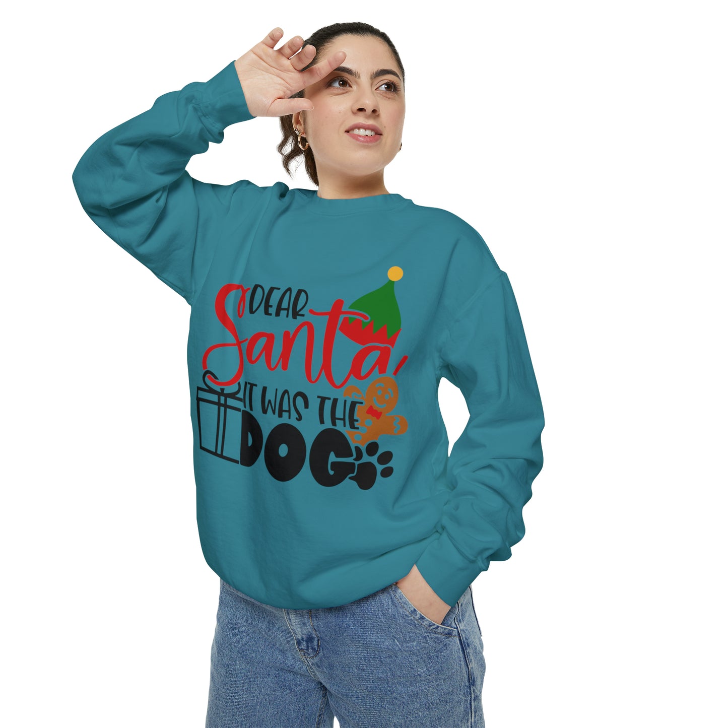 Dear Santa It Was the Dog Unisex Garment-Dyed Sweatshirt, Dear Santa Dog Shirt, Christmas Shirt, Family Christmas Shirt, Dog Shirt, Animal Lover Shirt, Dog Lover Tee